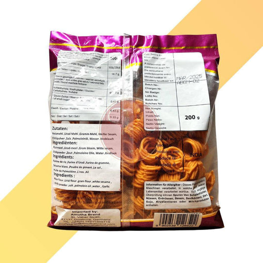 Knoblauch Gebäck - Garlic Murukku - Amutha - 200 g | Snacks | Village Foods