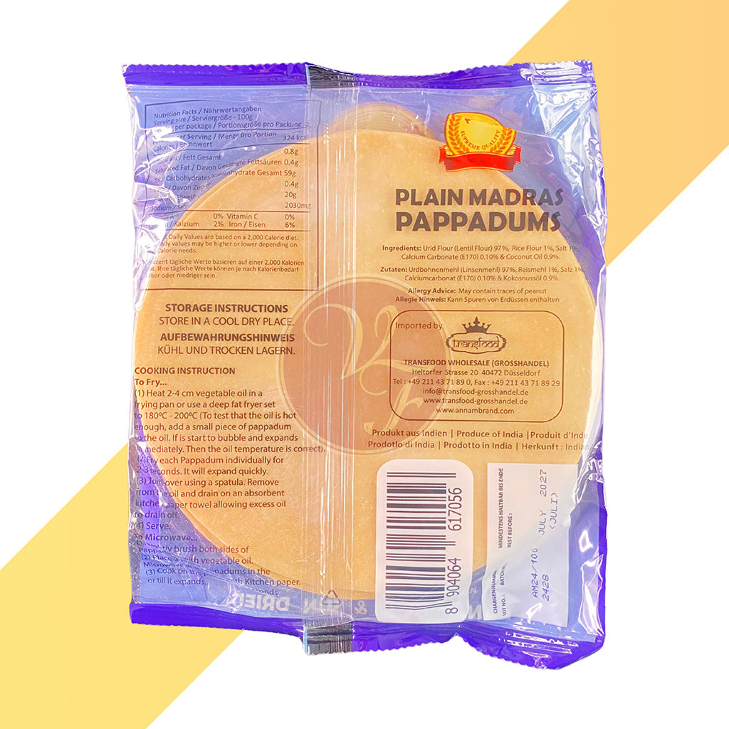 Plain Madras Papad von Annam (Plain Madras Papadam) - 200 g