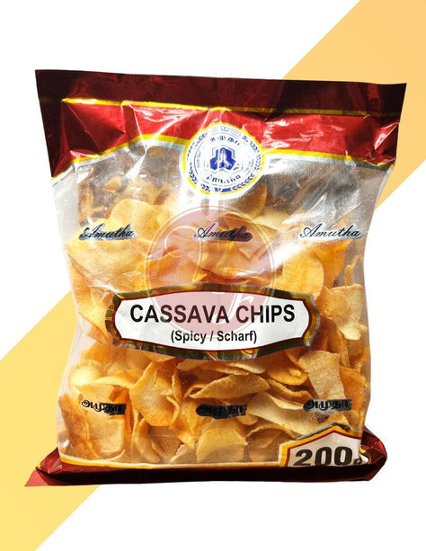 Scharfe Tapioka Chips - Hot Cassava Chips - Amutha - 200 g