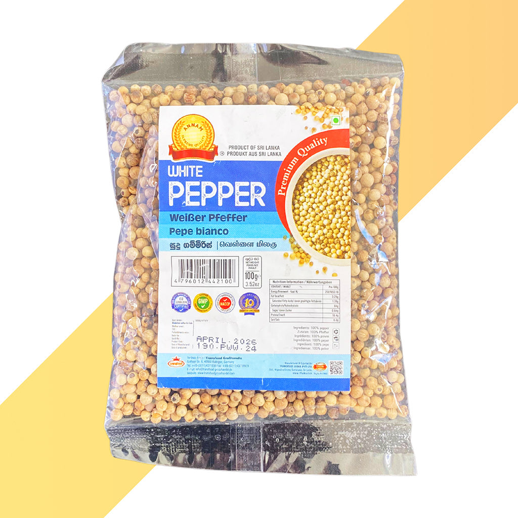 Weiße Pfefferkörner von Annam (White Pepper) - 100 g